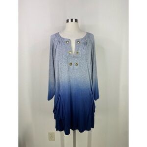 Mandarin Blue Resort Wear Ombré Swim Cover Up